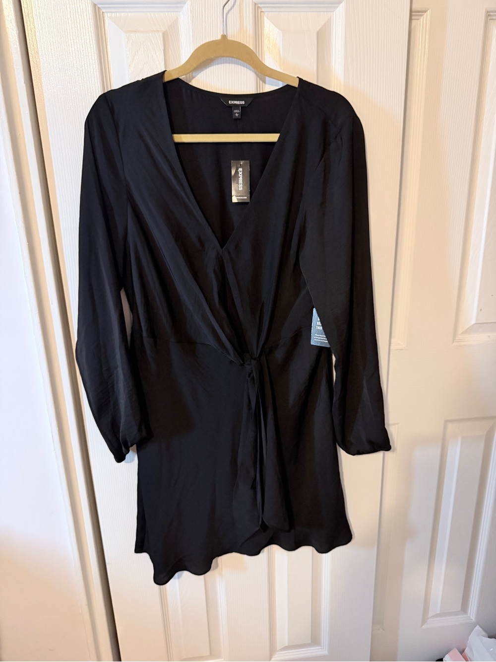 Express Black Wrap Dress with Long Sleeves